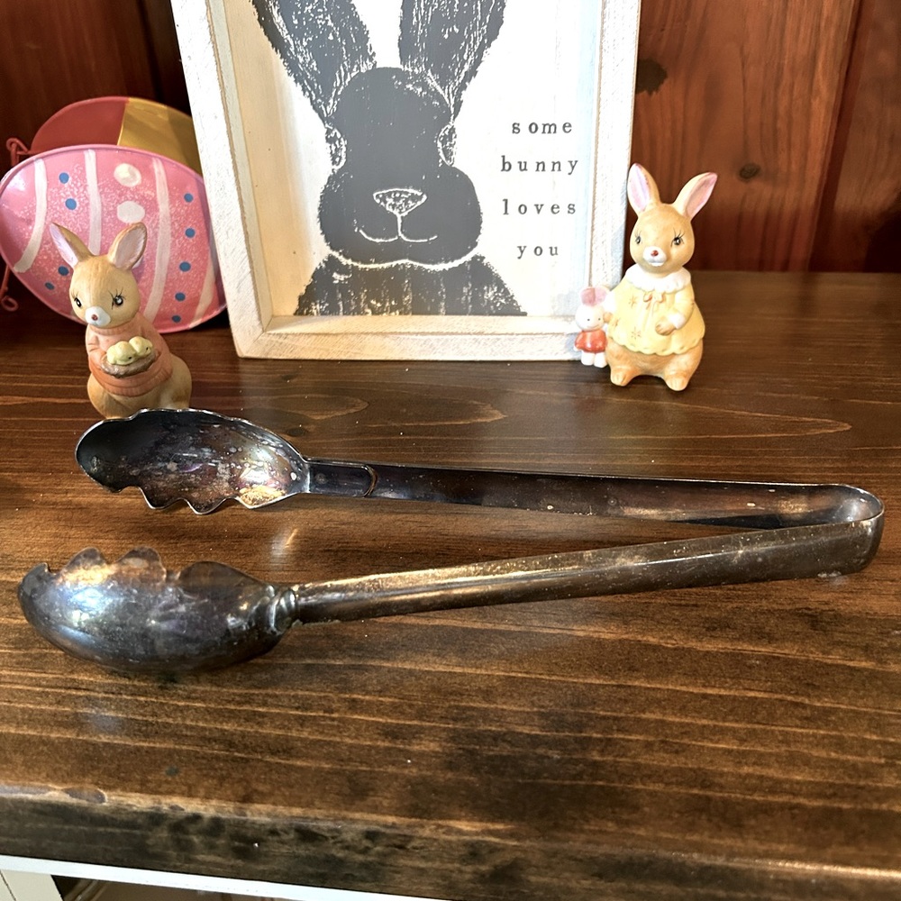 Vintage Napier silver plate tongs, silver plate serving, serving pieces